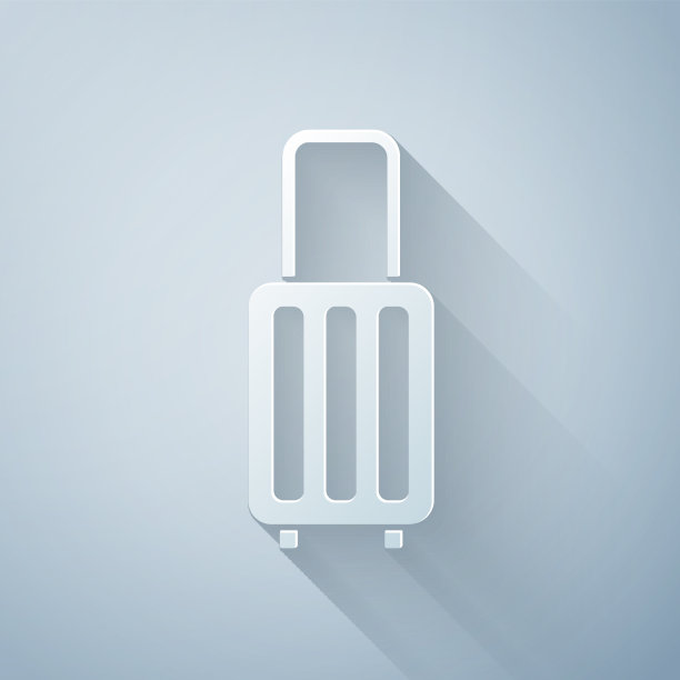 剪纸旅行箱为旅行图标孤立上图片下载