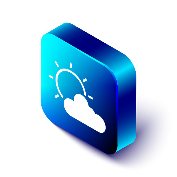 等距太阳和云的天气图标孤立图片下载