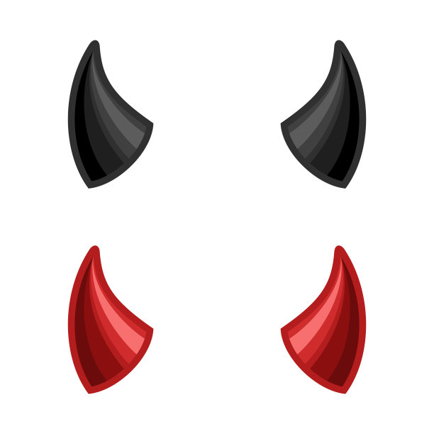 魔鬼的角孤立在白色背景红色和图片下载