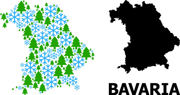 冬季拼贴地图巴伐利亚州与雪图片下载