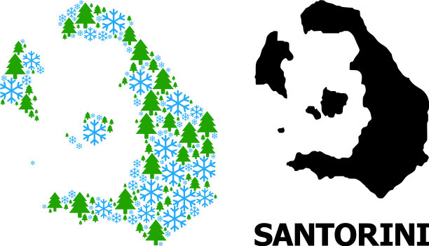 新年拼贴地图圣托里尼岛图片下载