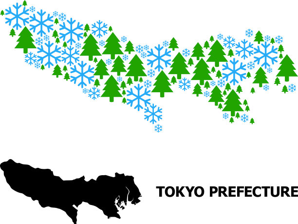 冬季马赛克地图东京县图片下载