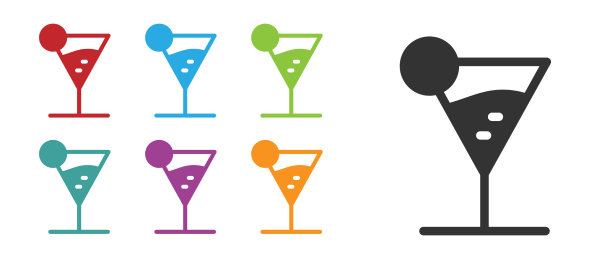 黑色马提尼玻璃图标孤立在白色图片下载