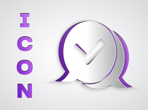 剪纸检查标记在语音气泡图标图片下载