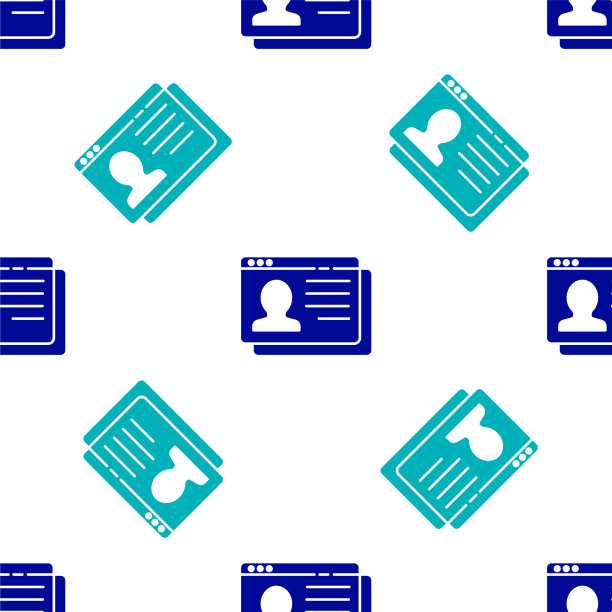蓝色简历图标隔离无缝模式上图片下载