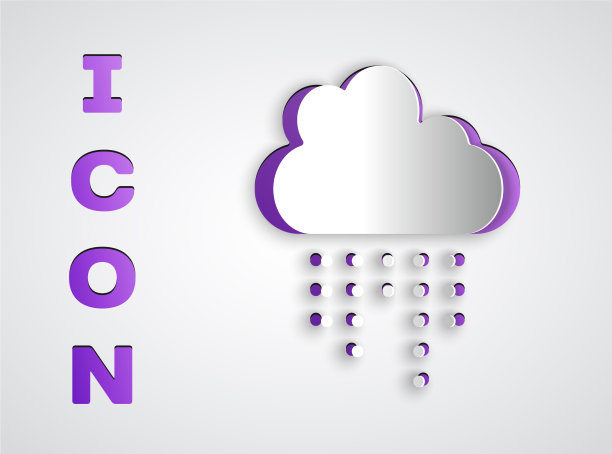 纸切云与雨的图标孤立在灰色图片下载