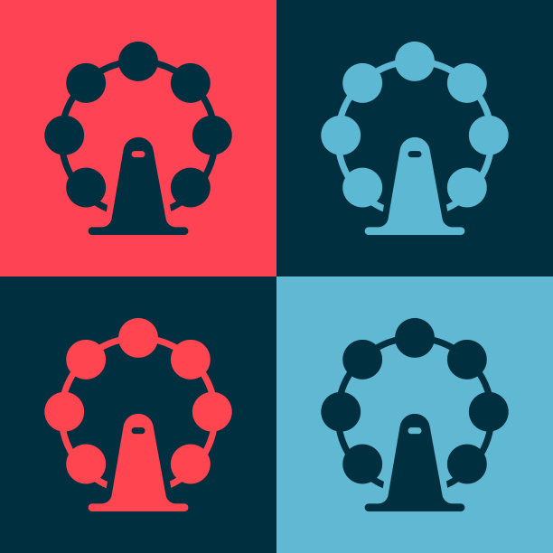 流行艺术伦敦眼睛孤立的颜色图标图片下载