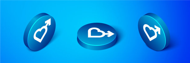 等距心脏与男性性别符号图标图片下载