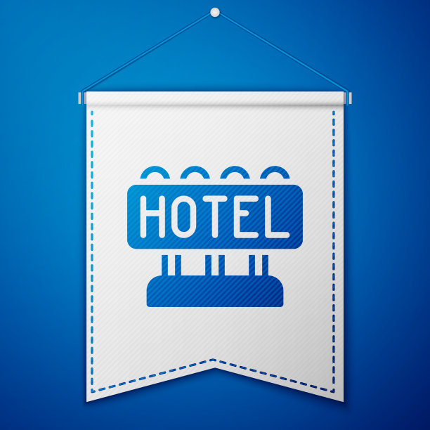 蓝色户外招牌与文字酒店广告图片下载