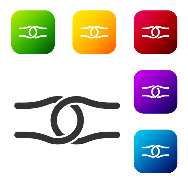 黑色的绳子打了一个结，图标孤立在白色上图片下载