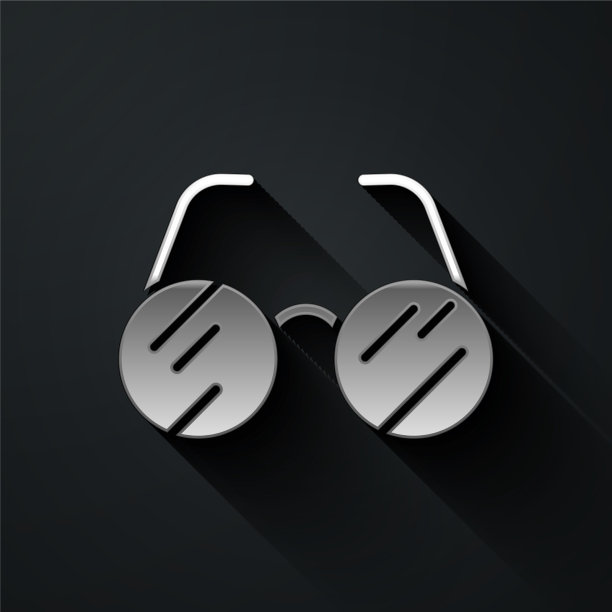 银色眼镜图标孤立在黑色图片下载