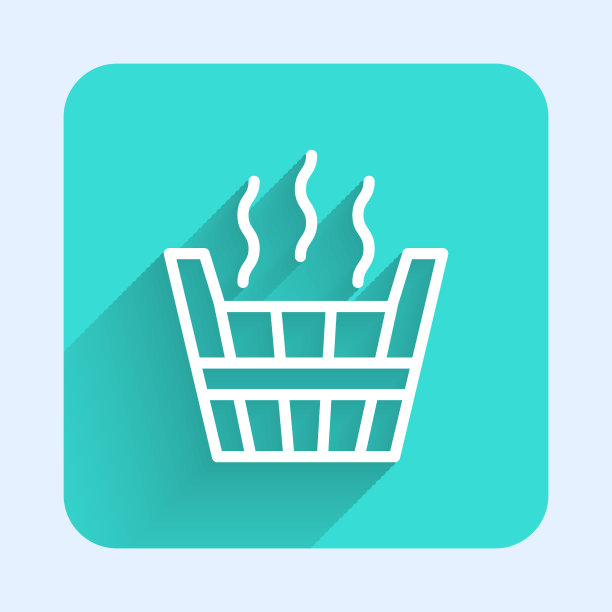 白线蒸桑拿桶图标与长隔离图片下载