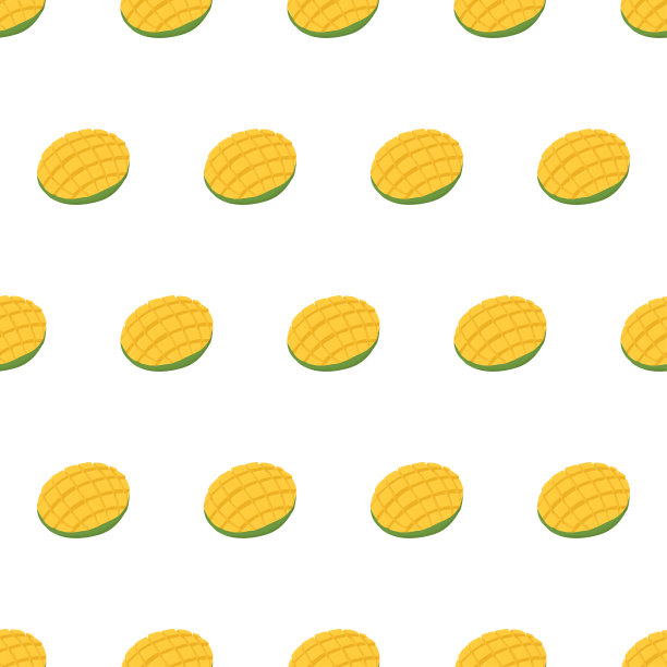 卡通无缝模式与一半绿色芒果在白色的背景。织物设计元素。孤立的矢量图。有机纺织品。图片下载