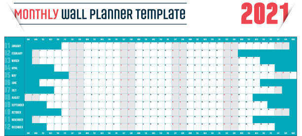 每年墙上日历计划模板为年图片下载