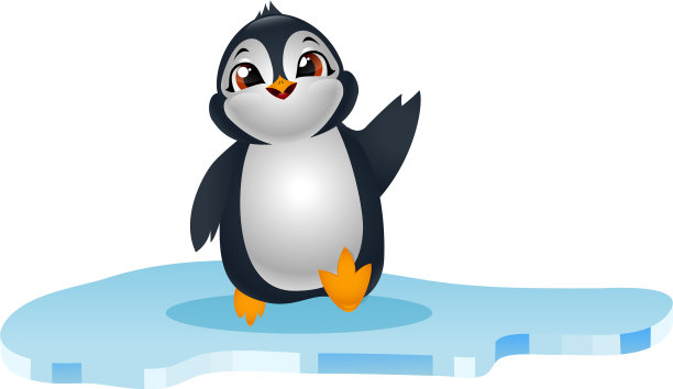 可爱的企鹅在浮冰上图片下载