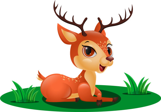 可爱的小鹿坐在草地上图片下载