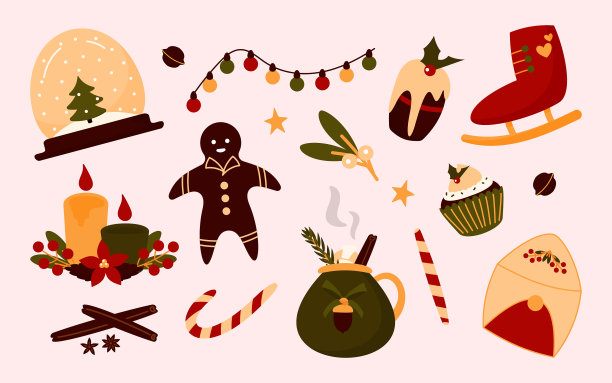 圣诞蜡烛姜饼人图片下载