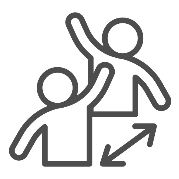 两个朋友和距离箭头线图标社交图片下载