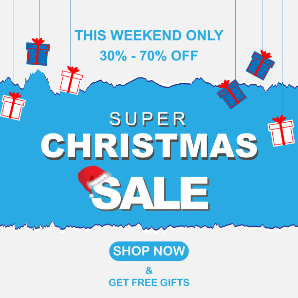 剪纸圣诞促销横幅图片下载