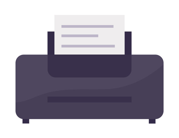 黑色打印机与纸张平面设计激光图片下载