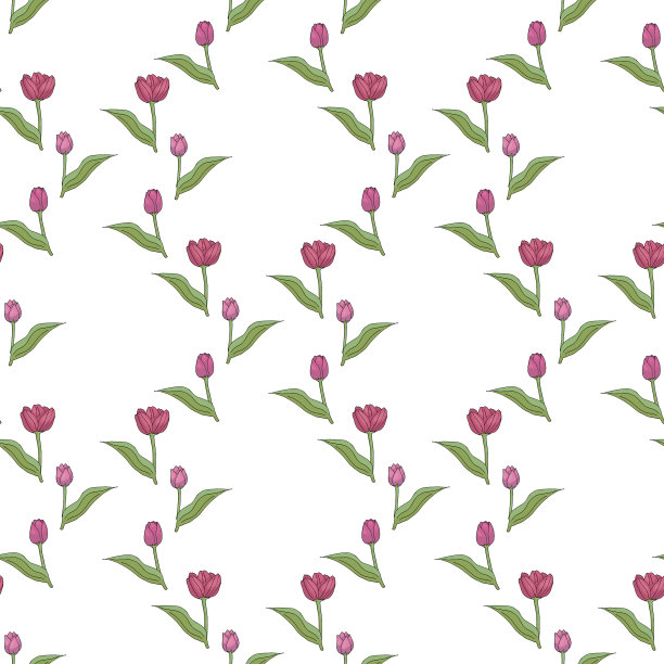 无缝图案与迷人的粉红色郁金香上图片下载