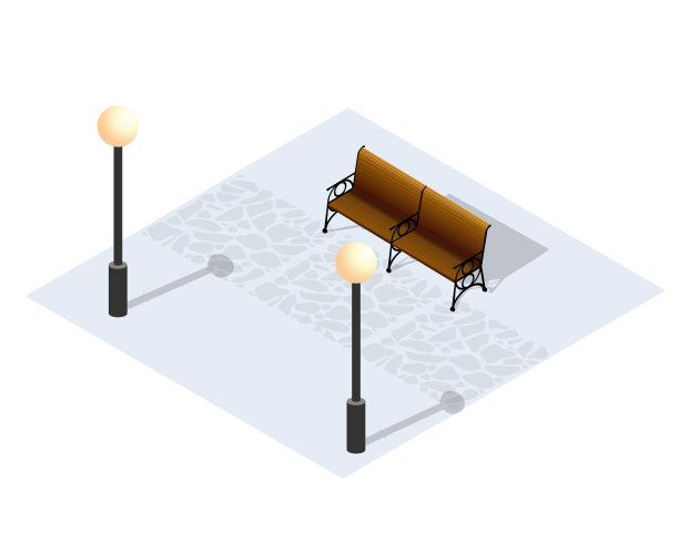 等距冬季公园与雪概念图片下载