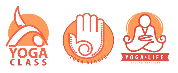 瑜伽课程和体式的工作室标签图片下载