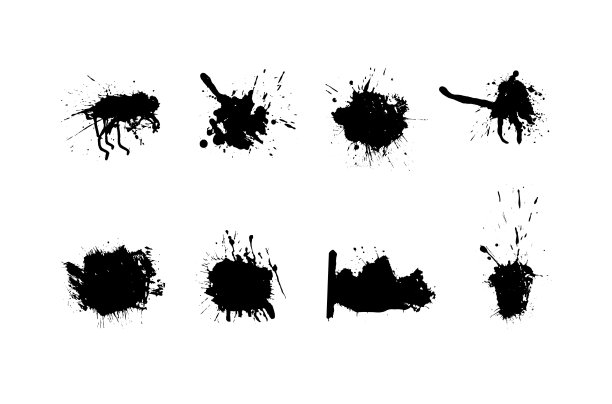 一套油漆设计元素。垃圾黑和白色孤立矢量图像。图片下载