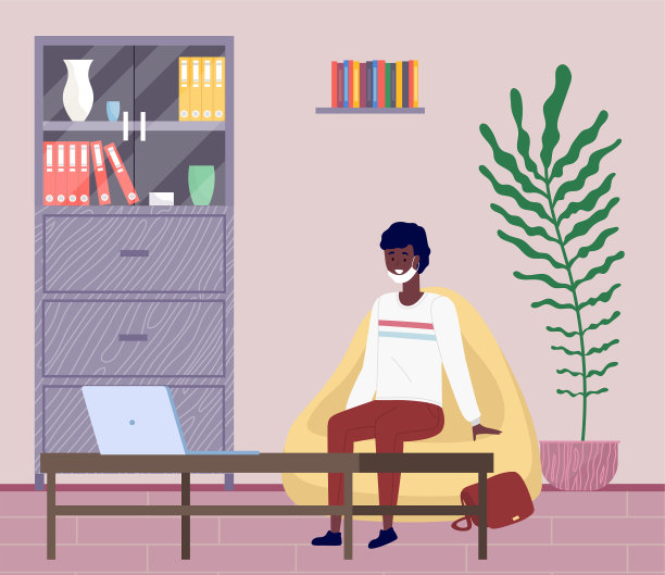 非裔美国人戴着医用口罩坐着图片下载