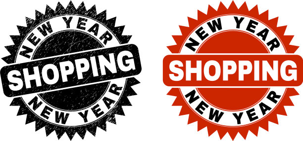 新年购物用的黑玫瑰邮票印章图片下载