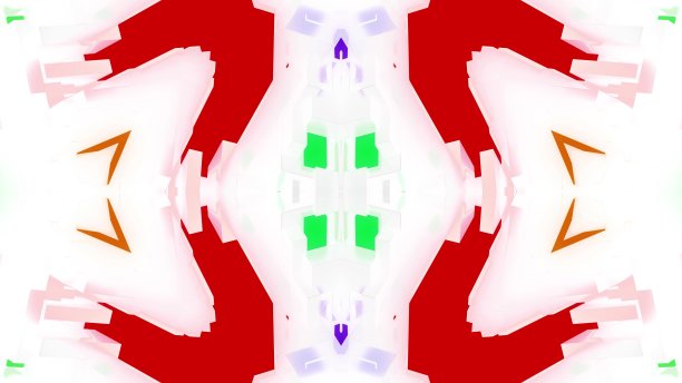 3 d渲染。抽象的白色科幻bg对称几何图案像曼陀罗或万花筒。哑光白色玻璃和彩色镶嵌物图片下载