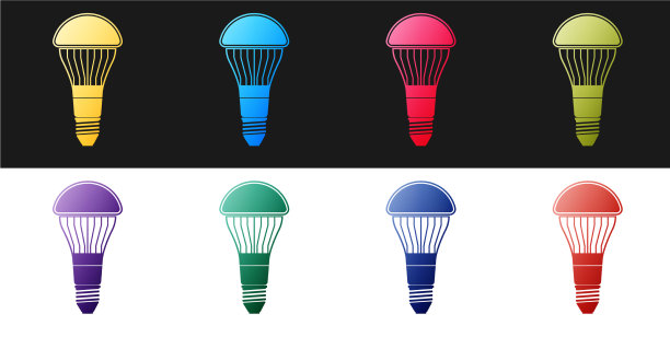 LED灯泡图标黑色背景图片下载