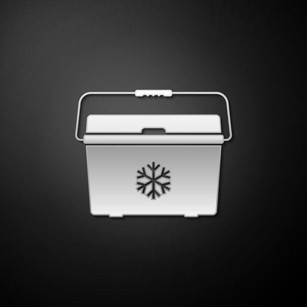 银色冷却袋图标孤立在黑色图片下载