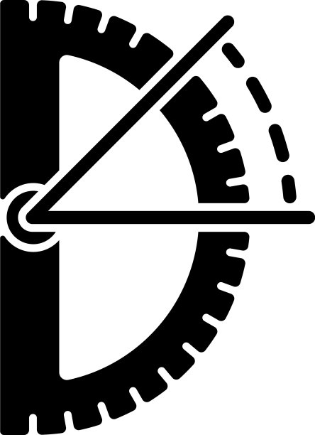 半圆量角器黑色字形图标图片下载