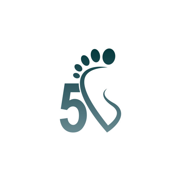 数字5图标标志结合足迹图标图片下载