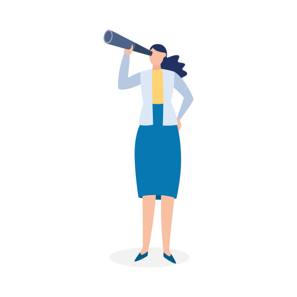 女商人透过小望远镜看图片下载