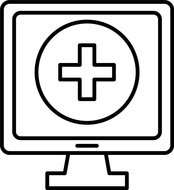 带有医疗十字符号线条风格图标的电脑图片下载