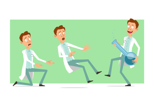 卡通扁搞笑医生男子人物设置图片下载