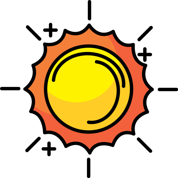 太阳线和填充样式图标图片下载