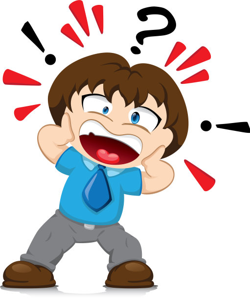 吉祥物的小男孩一脸惊恐和担忧图片下载