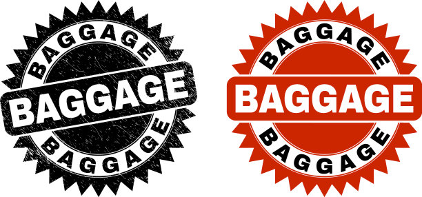 行李黑色玫瑰形印章与刮花风格图片下载