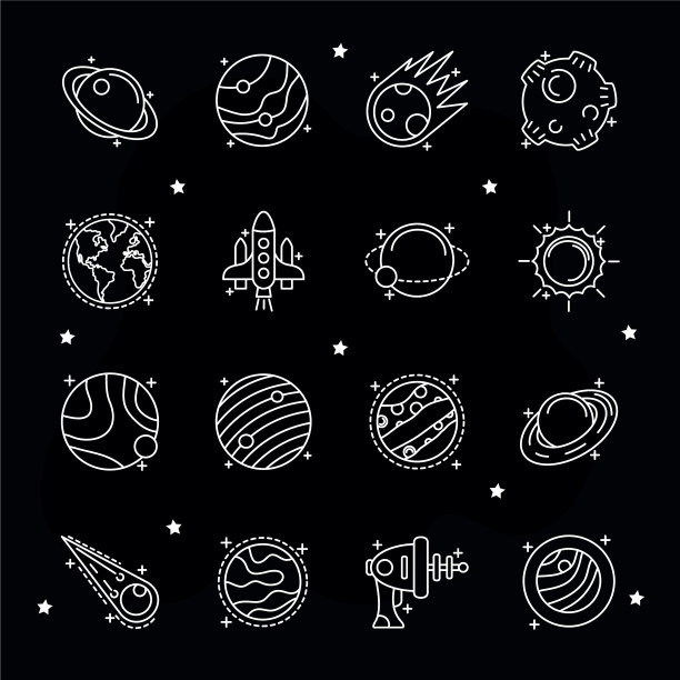 捆绑十一个空间设置线条样式图标图片下载