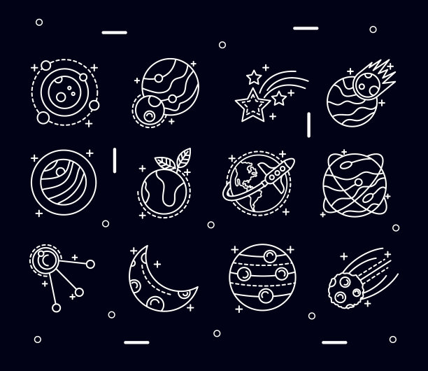 捆绑七个空间设置线条样式图标图片下载