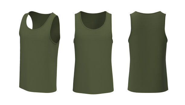 空白圆领无袖t恤模型在前面和后面的观点图片下载