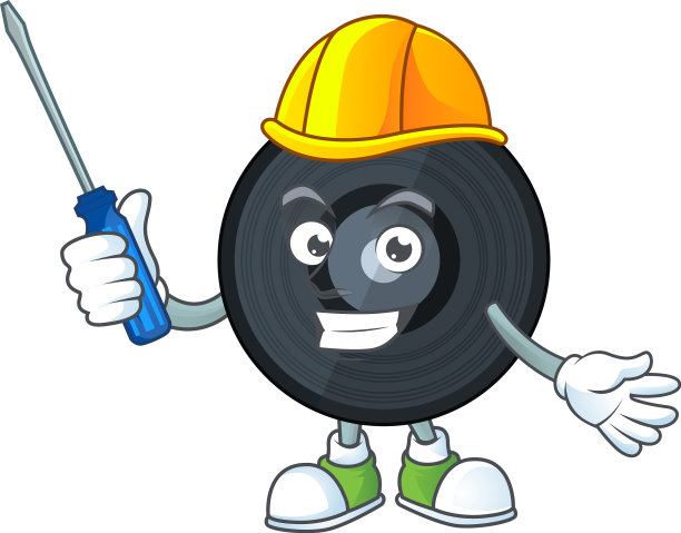 汽车上的卡通形象音乐黑胶唱片图片下载