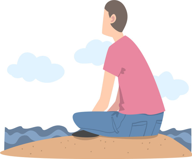 坐在岸边看前方的人的性格图片下载