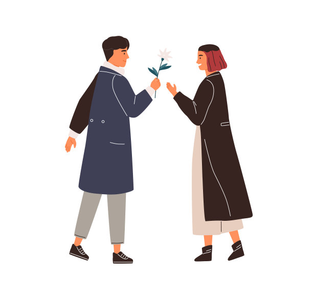 优雅的男人给幸福的女人美丽的花图片下载