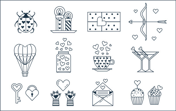 圣瓦伦丁2月14日日线图标图片下载