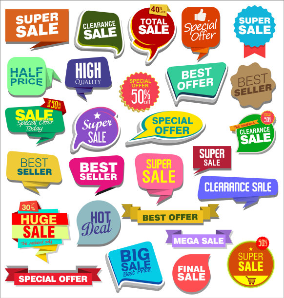 收集超级销售的丝带贴纸和图片下载