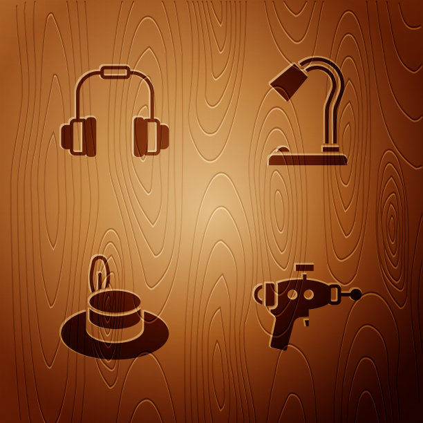 戴上射线枪耳机、男帽和台灯图片下载